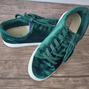 J. Crew Rich Green Velvet Sneakers, Women's Size 8